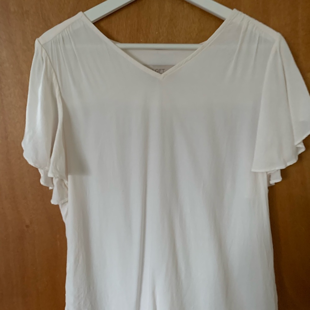 Loft flutter sleeve white shirt